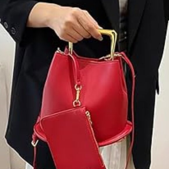 Neiman Marcus Lipstick Red Leather Top Handle Handbag - Picture 7 of 7